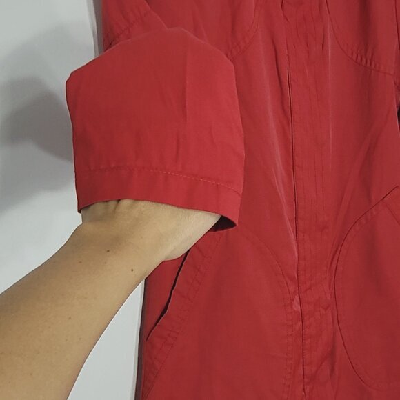 Suka Women's Red Cotton Blend Pockets Zip & Button Details Trench Coat Size XS - Picture 4 of 15
